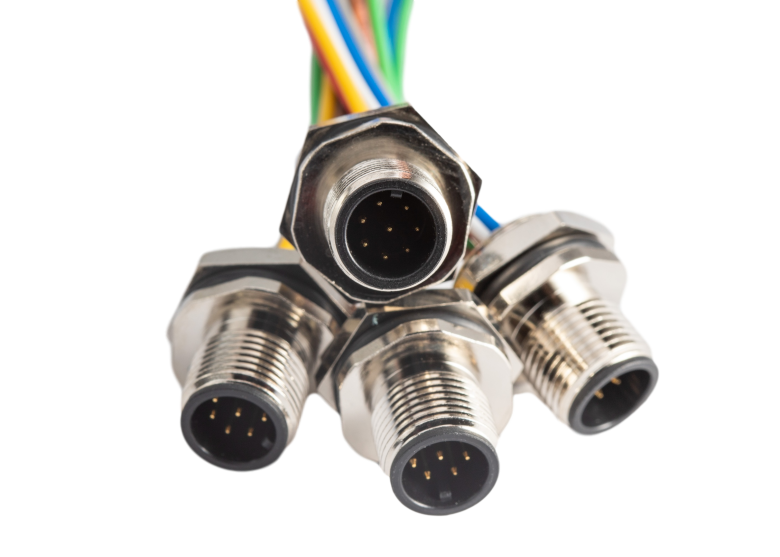 M12 Pigtail Connector PreAssembled Panel Mount